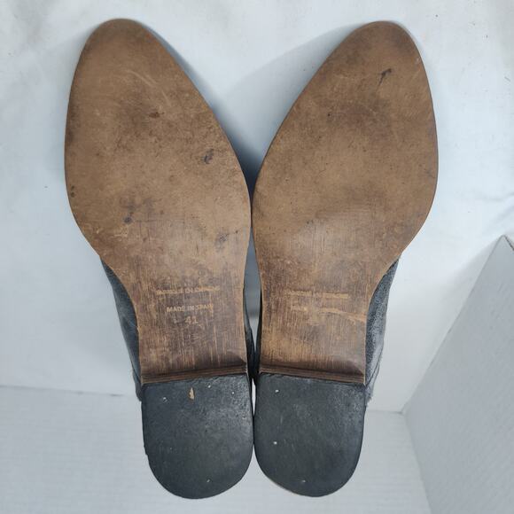 Free People Silver Gray Distressed Leather Boho Pull On Chelsea Ankle Boots 41 - Picture 6 of 10